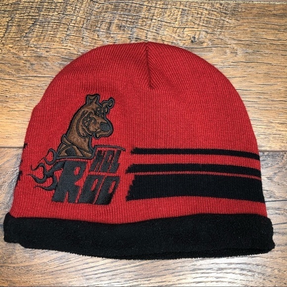 Scooby Doo‎ Hot Rod Red Black Fleece Lined Beanie - Youth Size 4-16 - Picture 1 of 5